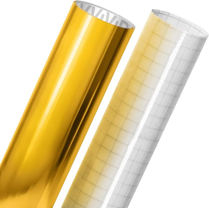 VViViD High Gloss Finish Adhesive Craft 12" x 60" Vinyl Roll Bundle with 12" x 12" Oracal Transfer Paper (2 Items)(Space Pearl Metallic Gold)
