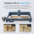 Longer B1 24000MW Laser Engraver, Equipped with auto air Assist, Chuck jaw kit, Camera kit and 16 Pcs Raiser. Precise Cutting on Wood, Acrylic, and Stainless Steel.