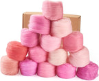 FASHEWELRY 2.6 OZ Wool Felting Set for DIY Craft, Pastel Nature Wool Roving Needle Felting Wool Roving for Needle Felting Wet Felting DIY Hand Spinning (15 Colors)