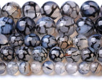 4MM Black Dragon Vein Agate Stone Beads Natural Gemstone Round Loose Beads for Jewelry and Bracelets Making 180pcs 2 Strands 32"