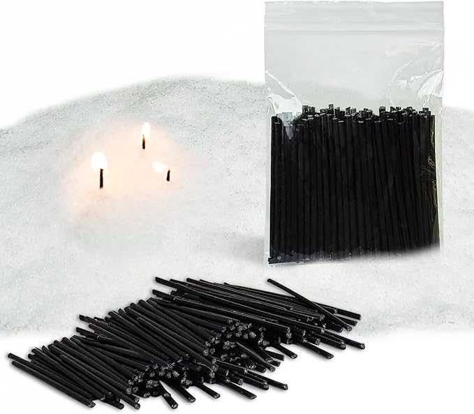 100-Pack Pearled Candle Cotton Wicks for Sand Candles Making - 2 Inch MANNYCOM Metal-Free and Lead-Free Refill Sand Wax Wick for Making DIY (Black)