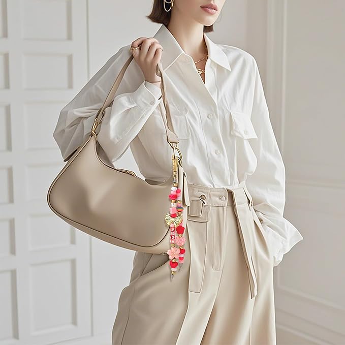 MYCUTEY DIY Keychain Making Kit-Beaded Keychain＆Bag Charm Craft Supplies with Keyrings,Cords and Colorful Football,Letter,Star,Heart,Pony Beads for Women,Personalized Name A-Z Jewelry Making Kit Gifts