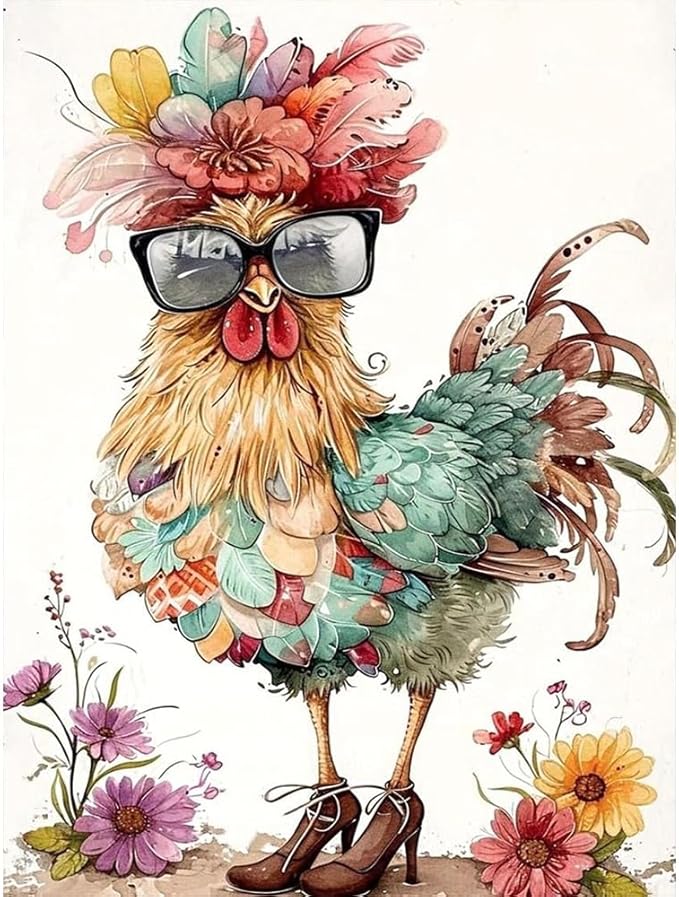 Lzyueyuan Chicken Stamped Cross Stitch Kits for Adults Beginner, Animal Cross Stitch Ornament Kits Counted Embroidery Needlepoint Kits Home Decor 11.8X15.7inch