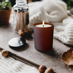 Thick Candle Jars for Making Candles 16 Pcs, 7 OZ Empty Jars with Wood Lids for Candle Making, Sample Container, Frosted Brown