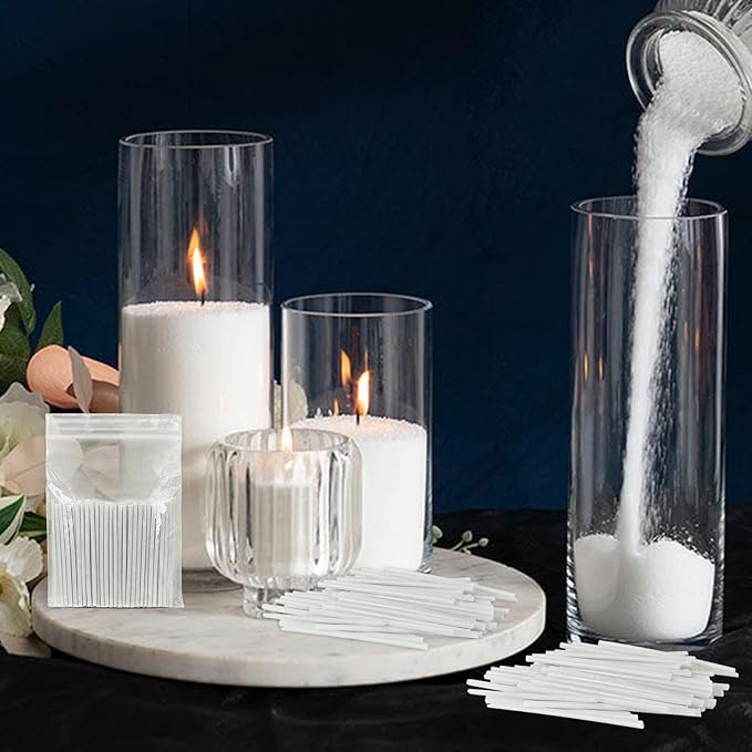 Pearled Candle Cotton Wicks 50-Pack for Sand Candles Making - 2Inch Metal-Free and Lead-Free Refill Sand Wax Wick for Candle Making DIY (White)