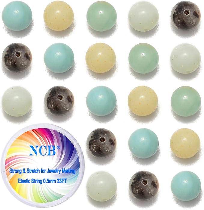 NCB 200pcs 6mm Mixedcolor Amazonite Loose Beads for Jewelry Making, Natural Semi Precious Beads Round Smooth Gemstones Spacer Beads Charms for Necklaces Bracelets (Mixedcolor Amazonite, 6mm 200Beads)