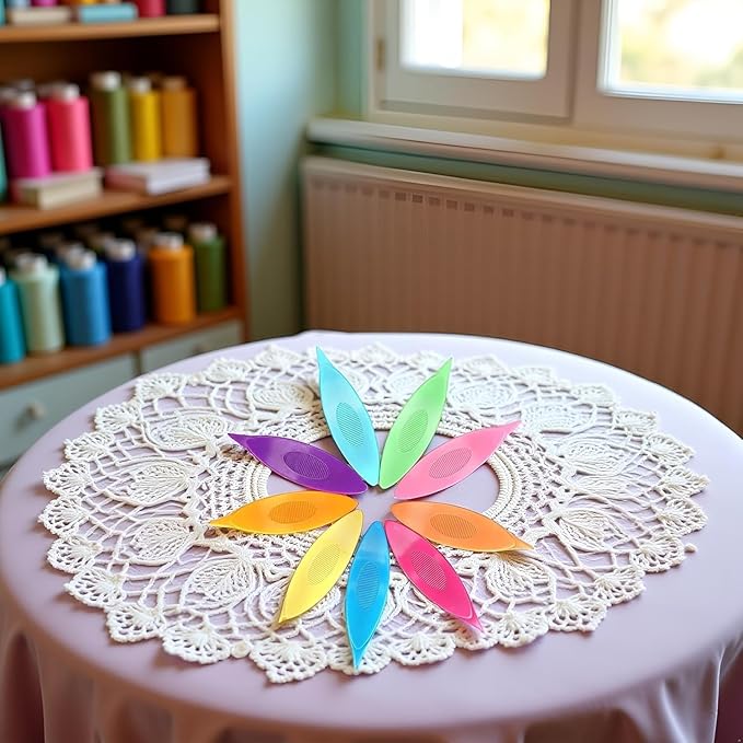 Czhotg 9-Pcs Ergonomic Tatting Shuttles - Beginner-Friendly Lacemaking Kit for Crochet, Bobbin Weaving and DIY Jewelry Making (Multicolor)