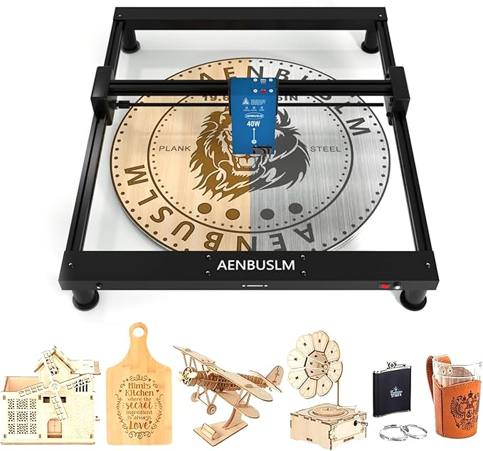 AENBUSLM T1 Laser Engraving Machine,40W Module, 5.5W(5500mW) Output, Built-in Air Assist,Engrave/Cut Wood, Metal, Glass, Leather & More for DIY & Small Business - Class 4