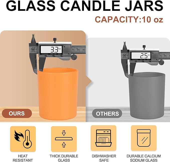 10 OZ Thick Candle Jars for Making Candles 15 Pcs, Empty Jars with Wood Lids for Candle Making, Sample Container, Fall