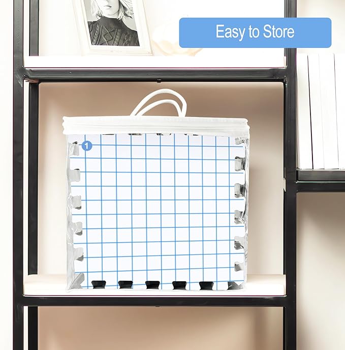 MEVOME Blocking Mats for Knitting 200 T-pins 100 Locking Stitch Markers, Extra Thick Block Boards Crochet Projects Grid Lines Needlepoint Knit Crocheting, 9 Foam Interlocking Mat Storage Bag (White)