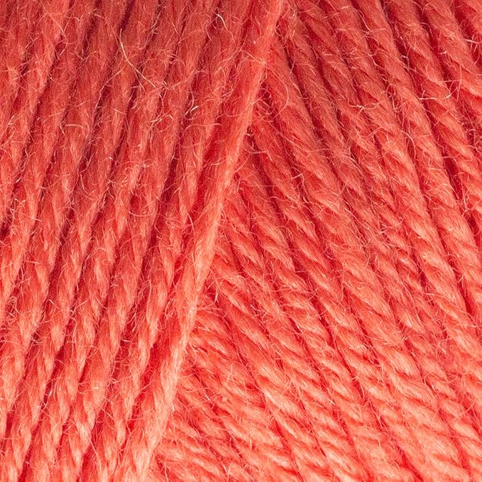 Estako Happy Wool (2 Skeins Pack) 40% Merino Wool 20% Cashmere Type Polyamide 40% Acyrlic Fingering Weight Soft Knitting and Crochet Yarn (2 x 1.76 oz) (2 x 191 yds) (8019 - Coral)
