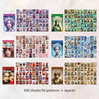 Washi Stickers, 6 Sets 300 Pcs Aesthetic Sticker Book for DIY Journaling, Journaling Supplies for Bullet Journal Art Diary Card Craft Gifts Planner Notebook