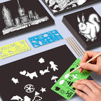 60 Sheets Scratch Paper Art Set, Scratch Off Paper Black Coated Scratchboard Craft Kits, Laser Scratch Paper, Scratch Art Paper for Adult (11.4"x8.1")