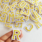 1.3 inch Iron on Letter Patches 78 Pieces, A-Z Embroidered Alphabet Patches for Clothing Jackets Hats Backpacks Jeans Yellow