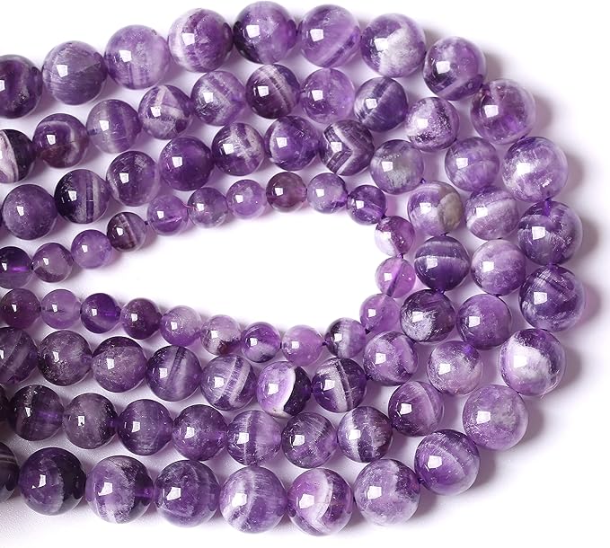 Natural Purple Dream Lace Amethysts Beads Crystal Round Loose Beads for Jewelry Making 8mm 45PCS 1 Strand 15" (Purple Dream Lace Amethysts, 8mm)