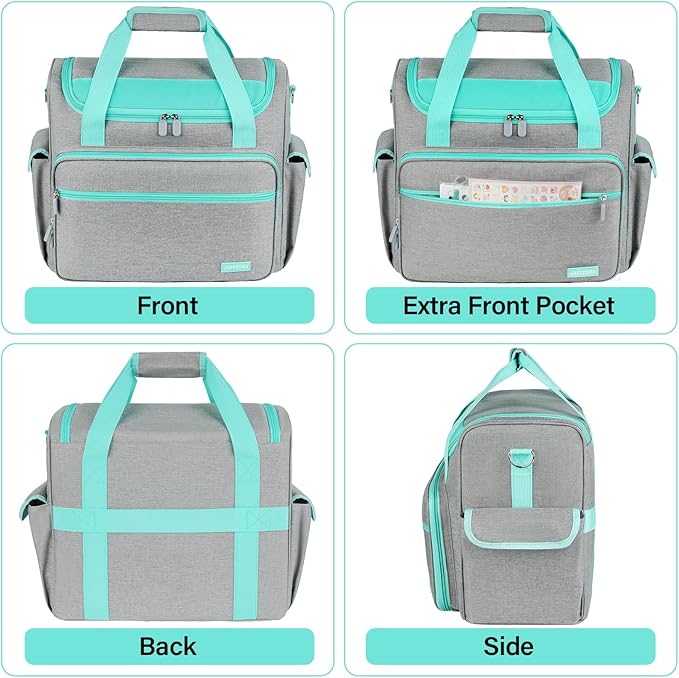 Craft Bag for Scrapbook Supplies, Large Scrapbook Tote with 15.6'' Laptop Sleeve, Art Supply Storage Bag with Multiple Pockets for Scrapbooking Tools, Gray