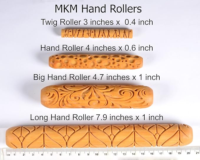 MKM Pottery Tools Wood Twig Rollers for Clay (TW-35 Cobblestone)