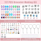 Emibele Bracelet Making Kit for Girls, 120 PCS Jewelry Making Kit DIY Art Crafts Toy with Portable Jewelry Organizer Box for Girls 5-12, Gifts for Teens Women on Birthday Valentines Christmas