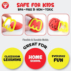 Dough Extruder Set for Kids + Dough Alphabet & Numbers Cutter Set - (46 pcs) - Educational Clay Tools for Learning, Counting, and Crafting – Strong and Durable