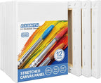 FIXSMITH Stretched Canvas- 6x8 Inch, Bulk Pack of 12, White Blank Canvases for Painting, Primed,100% Cotton,5/8 Inch Profile of Super Value Pack for Acrylics,Oils & Other Painting Media.