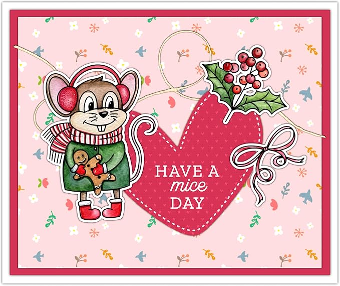 Christmas Clear Stamp Set Reusable Clear Silicone Stamps with Pumpkins, Skulls, Bats, Santa Claus and Holiday Designs for Cards, Scrapbooking, journaling and DIY templates (Christmas Mouse)