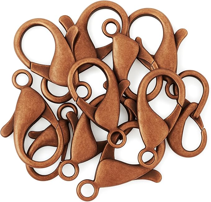 Mandala Crafts 30mm Antique Copper Color Metal Lobster Clasps for Jewelry Making - 50 Lobster Claw Clasps with Jump Rings Jewelry Findings Kit for Necklaces Bracelets Charms Fasteners