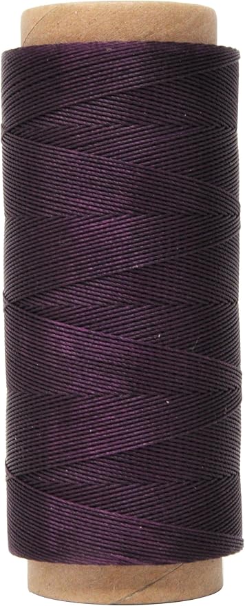 Mandala Crafts Purple Round Waxed Thread for Leather Sewing - 219 Yds 200M 0.45mm Polyester Leather Thread String Waxed Cord for Leatherwork, Beading, Bookbinding, Hand Stitching
