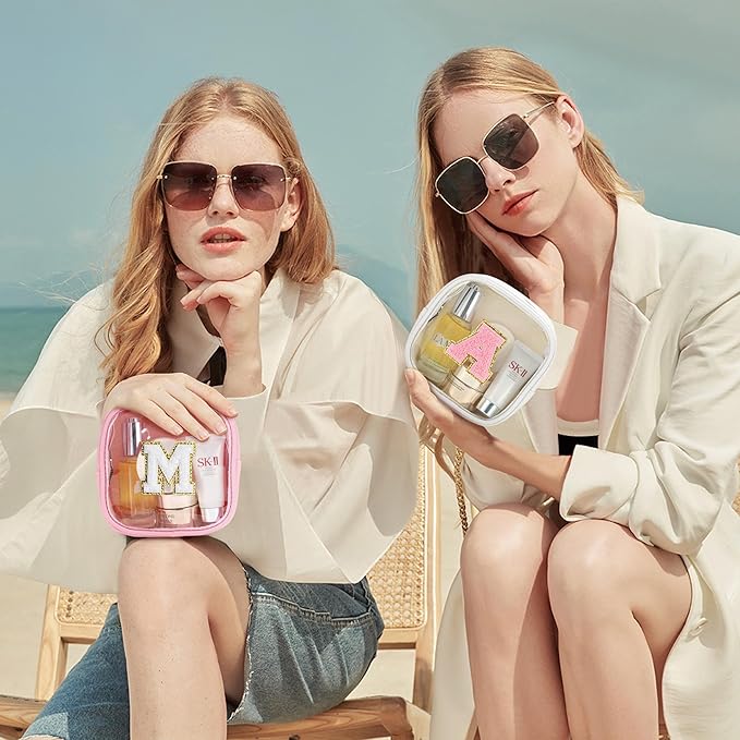 YOOLIFE Small Makeup Bag, Clear Makeup Bag Preppy Cosmetic Bags Travel Essentials Gifts for Women Teen Girlfriend Teacher Birthday Gifts 12 13 14 15 16 Years Old Girl Gifts Trendy Stuff White Mini A