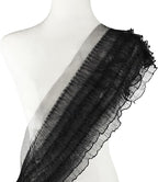 1 Yards Black Pleated Lace Chiffon Fabric Elastic Lace Trim for Wedding Bridal Dress Decoration DIY Sewing Clothing Decoration, 6 Inch