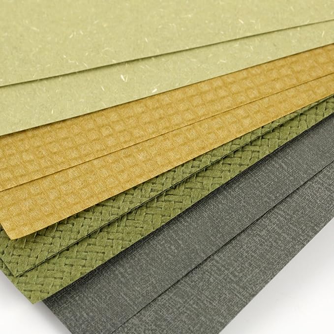 30 sheets Textured art Paper Assorted Set 5.8x8.3 Inch A5 mixed Special Craft Paper for Scrapbooking Junk Journaling Supplies dialy Plan gift Card Embellishments work (Green)