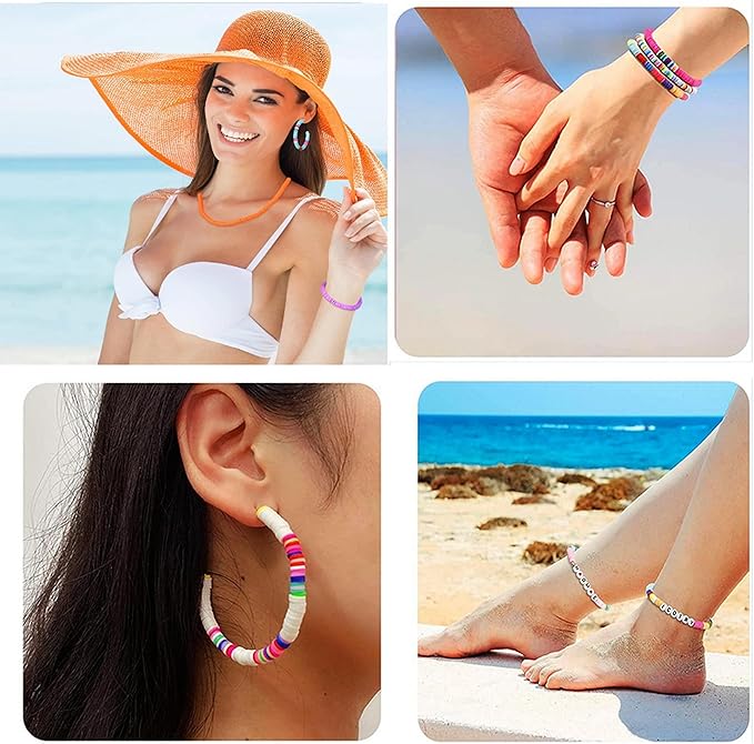 XJRLUK Clay Beads Bracelet Making Kit, 6 Boxes 20000+ PCS 144 Colors Polymer Flat HEISHI Beads Kit for Jewelry Making, Crafts Gift for Christmas Party Gift Craft kit