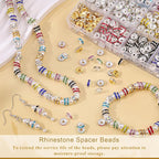 100 pcs 10mm Spacer Beads for Crafting, Silver Rondelle Beads Bulk, Fancy Sparkle Crystal Rhinestone Spacer Loose Beads for Necklace Bracelet Earring Jewelry Making and Pens DIY Decoration