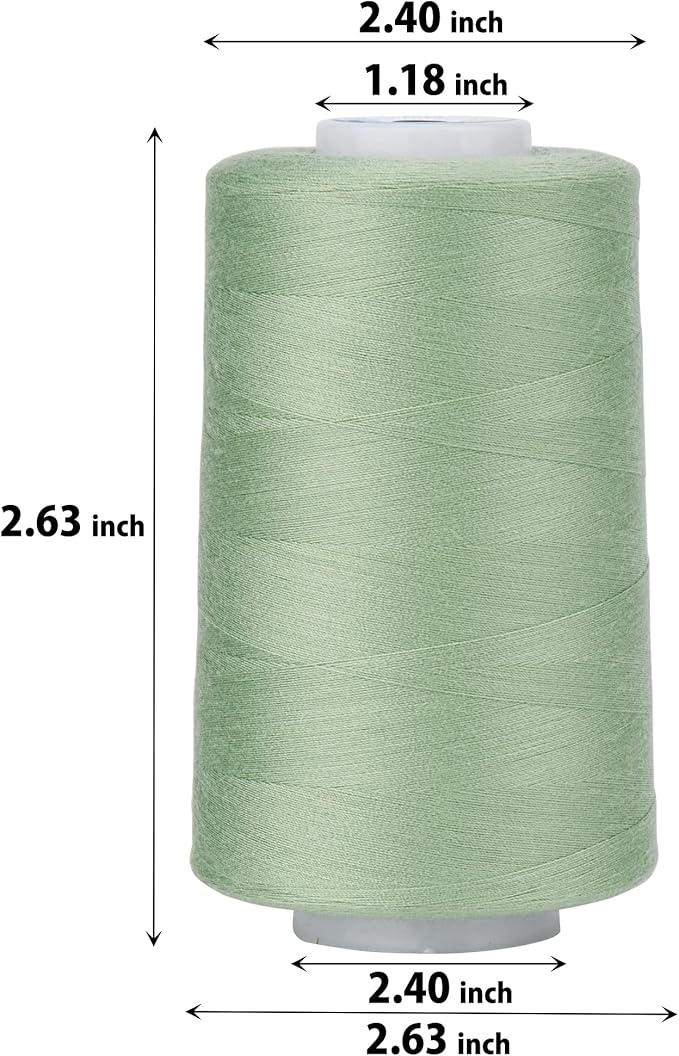 Simthread All Purpose Sewing Thread from 100% Spun Polyester for Serger, Overlock, Merrow, Quilting Sewing 4 Big Cones of 5000M (5500 Yards) Each - 40S/2 Kiwi