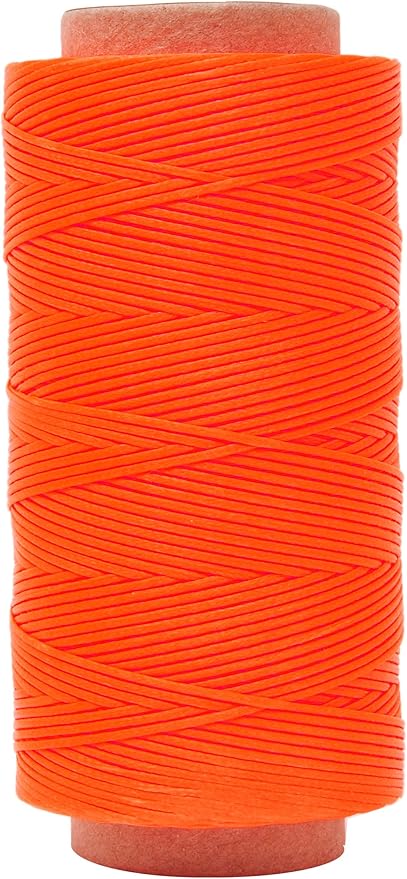 Mandala Crafts Orange Flat Waxed Thread for Leather Sewing - 197 Yds 210D 1mm Polyester Leather Thread String Waxed Cord for Leatherwork, Beading, Bookbinding, Hand Stitching