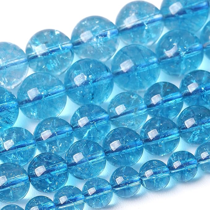 8MM Blue Crystal Quartz Beads Natural Gemstone Round Loose Stone Beads for Jewelry and Bracelets Making 90pcs 2 Strands 32"