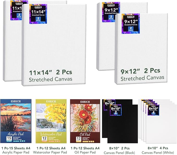 ESRICH 141PCS Deluxe Artist Painting Set, Painting Supplies with 84 Paint(Oil, Watercolor，Acrylic Paint) Metal and Wooden Easels, Canvas, Paper Pads, Paintbrushes etc. for Adults, Kids, Artists