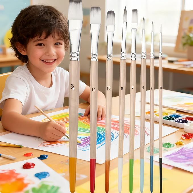 Paint Brushes Set, 1 Pack 9 Pcs Round-Pointed Tip Nylon Hair Artist Acrylic Paint Brushes for Acrylic Painting Oil Watercolor, Face Nail Art, Canvas, Miniature Detailing & Rock Painting