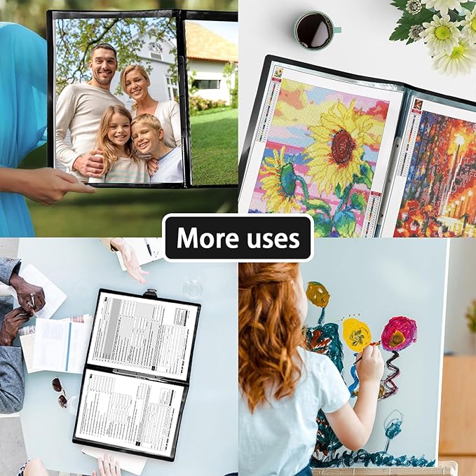 TTPOLONG A2 Diamond Painting Storage Book, Diamond Art Portfolio Book 30 Pags Clear Pockets Plastic Sleeves（22.5X16.7 Inch）