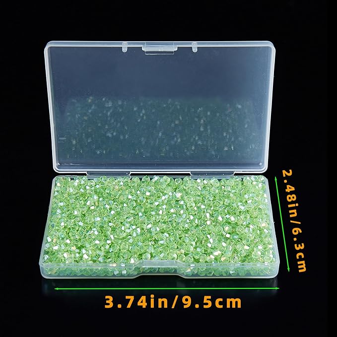 1200PCS 3mm Bicone Crystal Glass Beads for Jewelry Making, Sparkling Mini Beads for Suncatchers, DIY Bracelets & Craft Projects (Green)