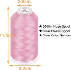 New brothread - Single Huge Spool 5000M Each Polyester Embroidery Machine Thread 40WT for Commercial and Domestic Machines - Lavender Pink