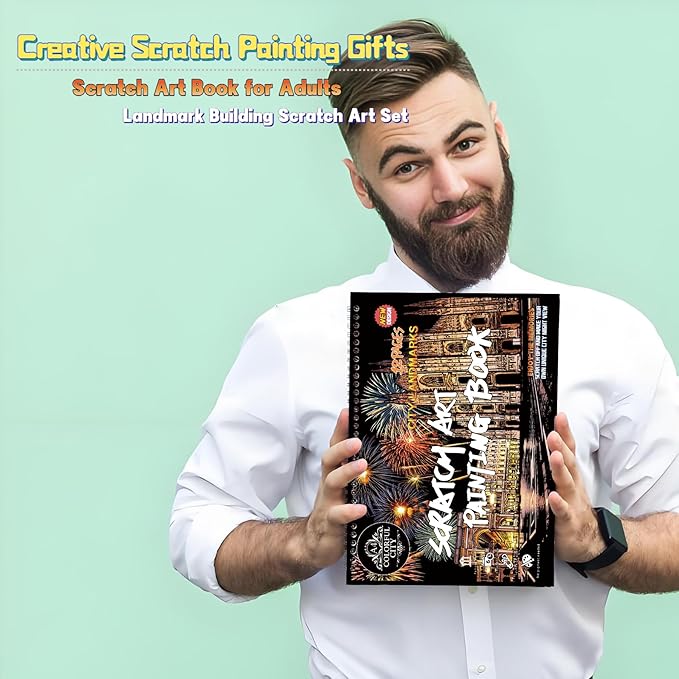 Scratch Art Book for Adults-Landmark Building Scratch Art|Scratch Painting Paper Craft Kit|Creative Foil Engraving Art Set|Scratch City Series Books for Travel Lovers,Craft Lovers(New City 3)
