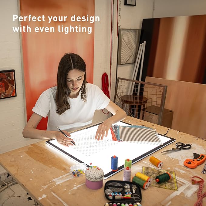 Daylight Wafer 3 Light Pad (A2+) Dimmable with Memory Function, Perfect for Tracing, Sketching, Scrapbooking and Other Craft Projects,18X23.5 inches, Black