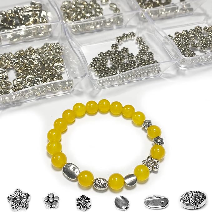 Tibetan Silver Spacer Beads - 240pcs Set for Adults' Jewelry Making - Flat, Small Seed Beads for Necklaces, Earrings & Bracelets