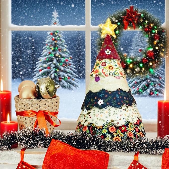 Christmas Tree Quilting Templates, 8/10/12inch Handmade Christmas Tree Sewing Pattern Template, DIY Sewing Pattern Template Ruler Tool for Home Sewing Enthusiasts, Xmas Decor Gift (8in)