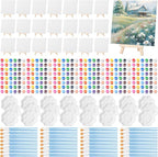 Qilery 24 Set 8 x 8 Inch Canvas Boards and Easel for Painting, Acrylic Paint Strips, Palettes, Brushes, Canvases Painting Kits for Kids Adults Artists Beginners Oil Acrylic Painting Party Favors