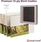 Ampersand Art Supply Wood Painting Panel: Museum Series Claybord, 8" x 8", 1-1/2"Cradled Profile