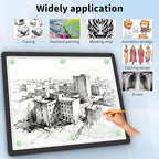 TOHETO Rechargeable Magnetic A2 Light Board 25.2''x18.4'', Large Diamond Painting Light Pad with Side Buttons, 3 Light Colors Light Box for Tracing and Drawing, Dimming LED Light Table for Sketching