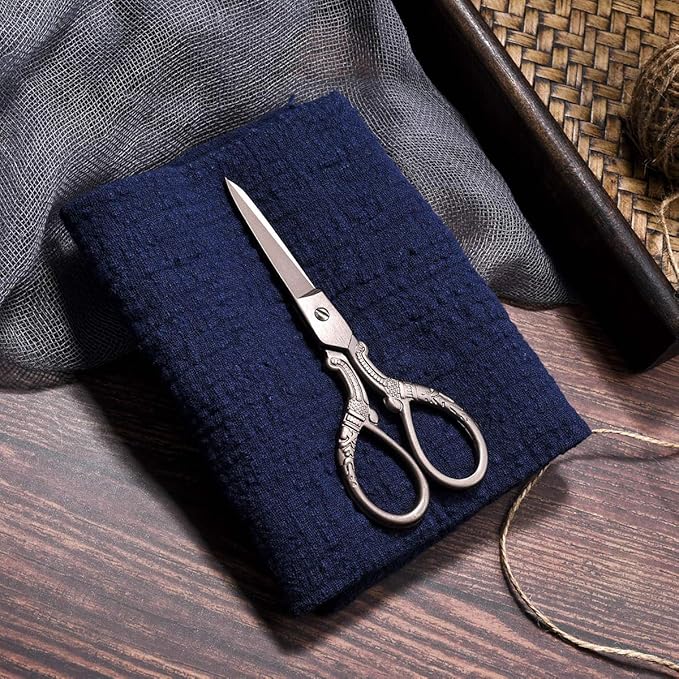 5inch Vintage Style Scissors Titanium Plating Stainless Steel Antique Shears for Craft Embroidery Crochet Needle Point Knitting Project