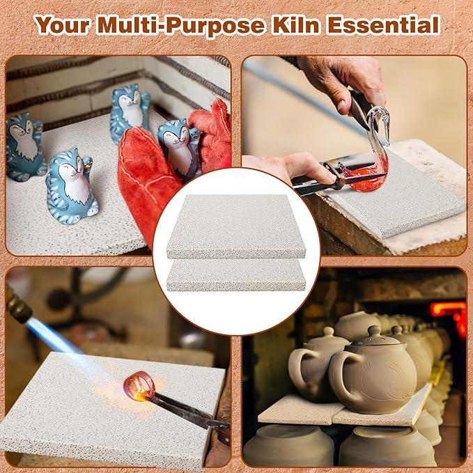 Verdanzia 2 Pack 7" X 7" Square Kiln Shelf, Fires Up to 2280°F for Glass Fusing and Ceramics, 0.63" Thickness Use in Most Kiln