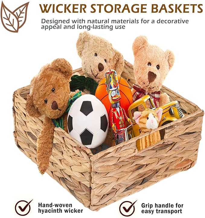 PHI VILLA Black Storage Cabinet with Baskets, Accent Chest for Bedroom Cabinet with Drawers Rattan Cabinet End Table